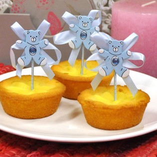 新生儿纸杯蛋糕插牌 - 蓝色小熊 (12支入)