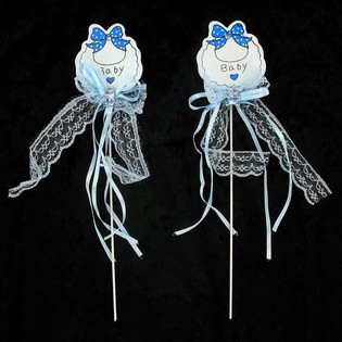 新生儿生日蛋糕插签 - 婴儿蓝 (12支入)
