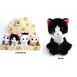 毛绒猫，混合设计 16 厘米 - 展示架装 (12只)