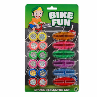 BIKE FUN - 18件套儿童自行车辐条反光片套装（带纸板插卡，1个）