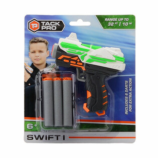 Tack Pro Swift I 玩具枪，带 6 支软标枪 - 11 厘米