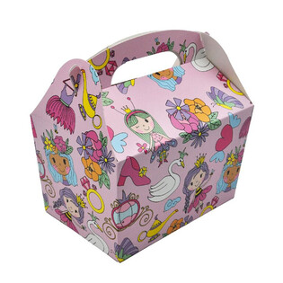 儿童餐盒：公主款 - 尺寸 18.5x12x19 厘米 - 环保食品盒 (24个装)